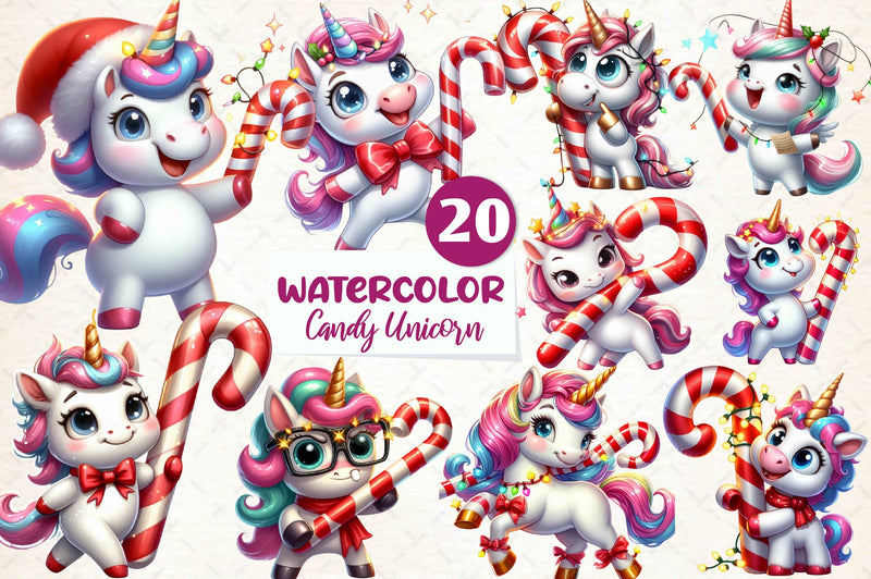 Funny Christmas Candy Unicorn Clipart Bundle - CraftNest - Digital Crafting and Art