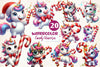 Funny Christmas Candy Unicorn Clipart Bundle