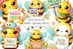 Hello Spring Bees Clipart Bundle - CraftNest - Digital Crafting and Art