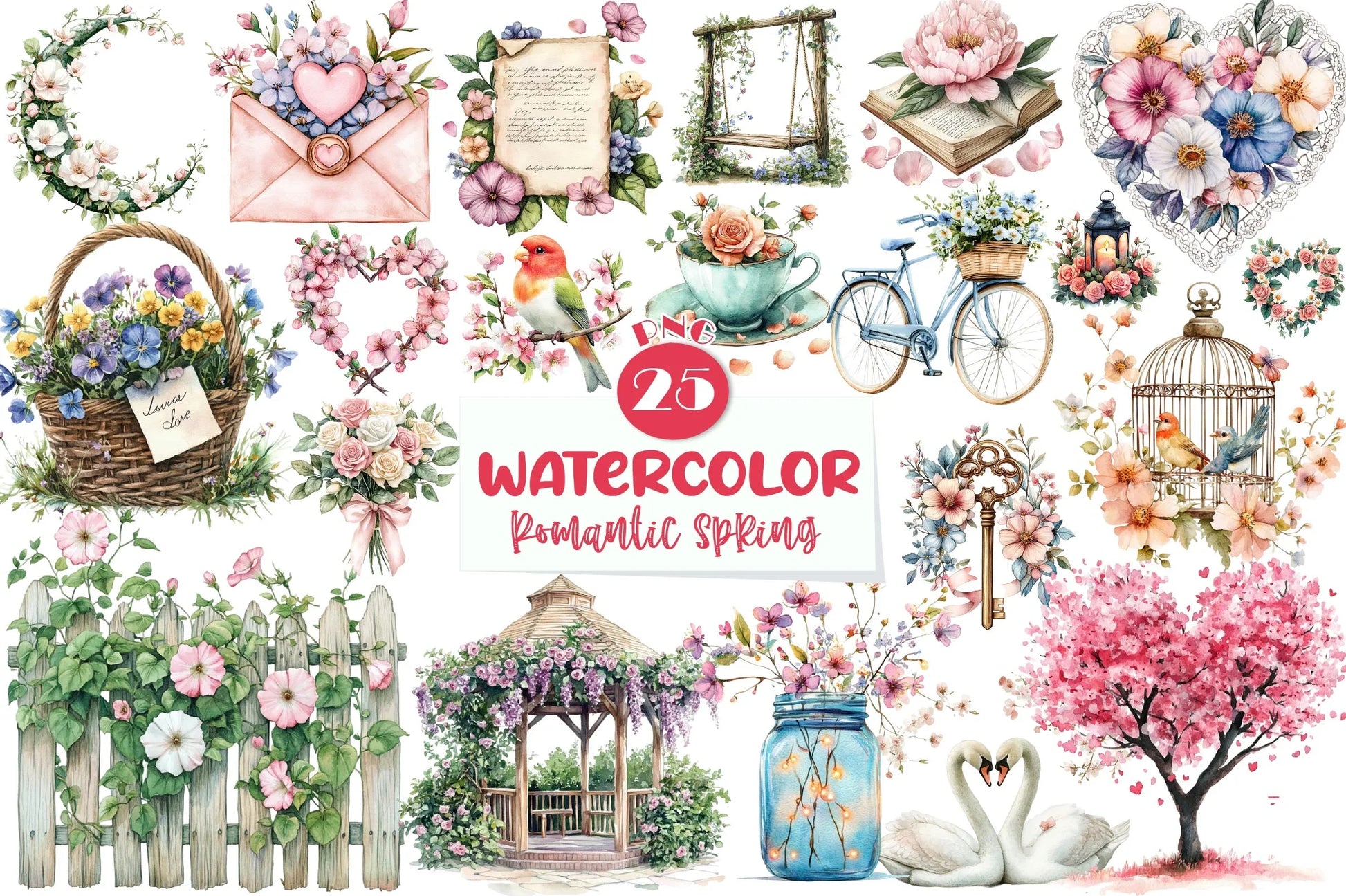 Romantic Spring Clipart Bundle - CraftNest - Digital Crafting and Art