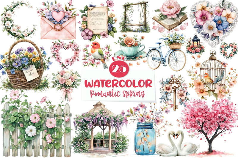 Romantic Spring Clipart Bundle - CraftNest - Digital Crafting and Art