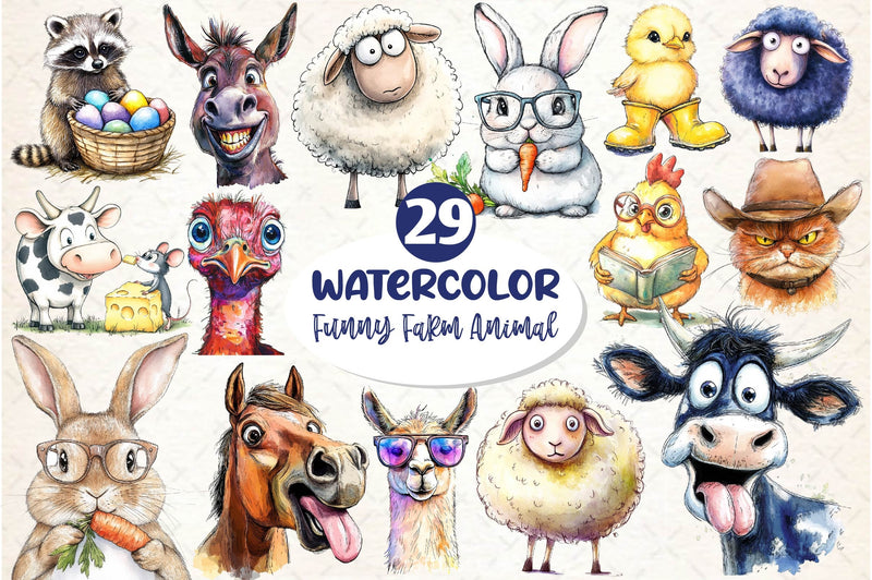 Quirky Funny Farm Animal Clipart Bundle - CraftNest - Digital Crafting and Art