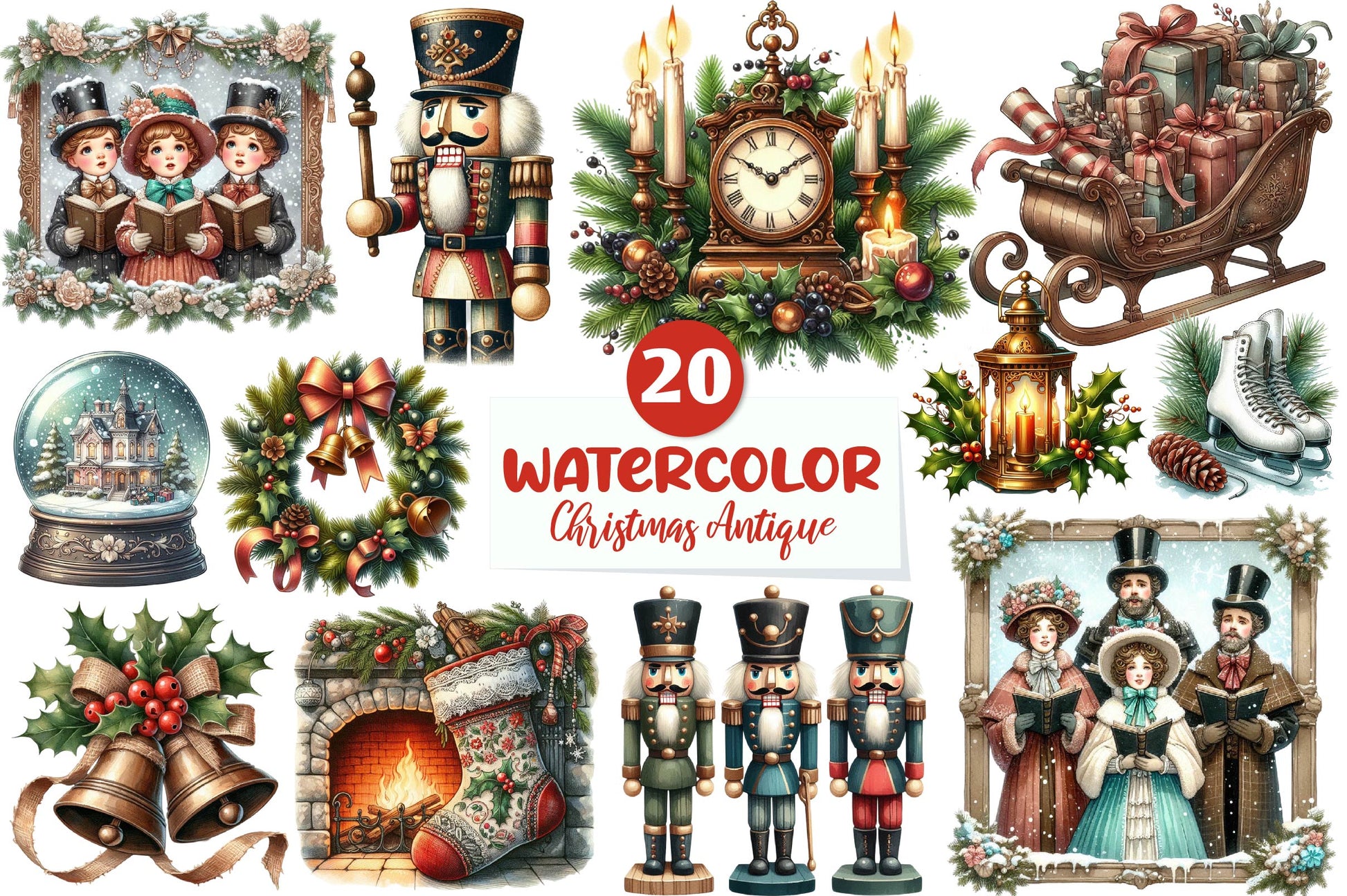 Christmas Antique Clipart Bundle - CraftNest - Digital Crafting and Art