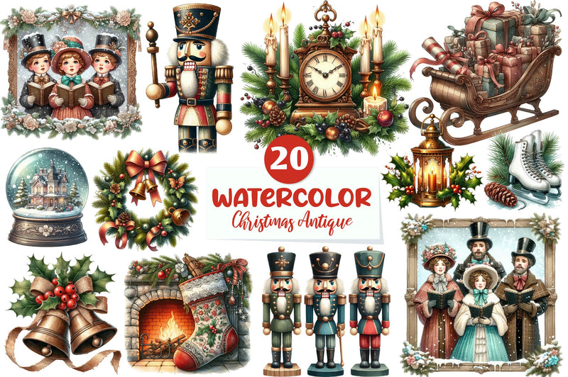 Christmas Antique Clipart Bundle - CraftNest - Digital Crafting and Art