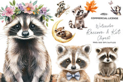 Raccoon & Kit Clipart Bundle - CraftNest - Digital Crafting and Art