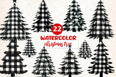 Black And White Christmas Tree Clipart Bundle - CraftNest - Digital Crafting and Art