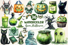 Green Halloween Clipart Bundle 4 - CraftNest - Digital Crafting and Art