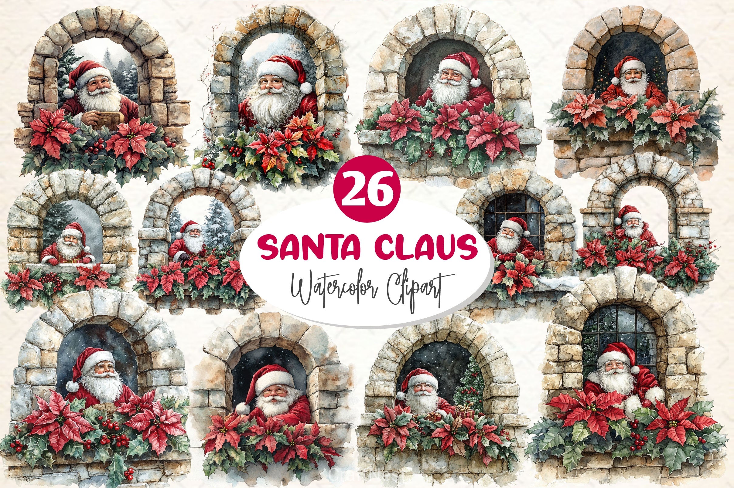 Santa Claus Clipart Bundle 4 - CraftNest - Digital Crafting and Art