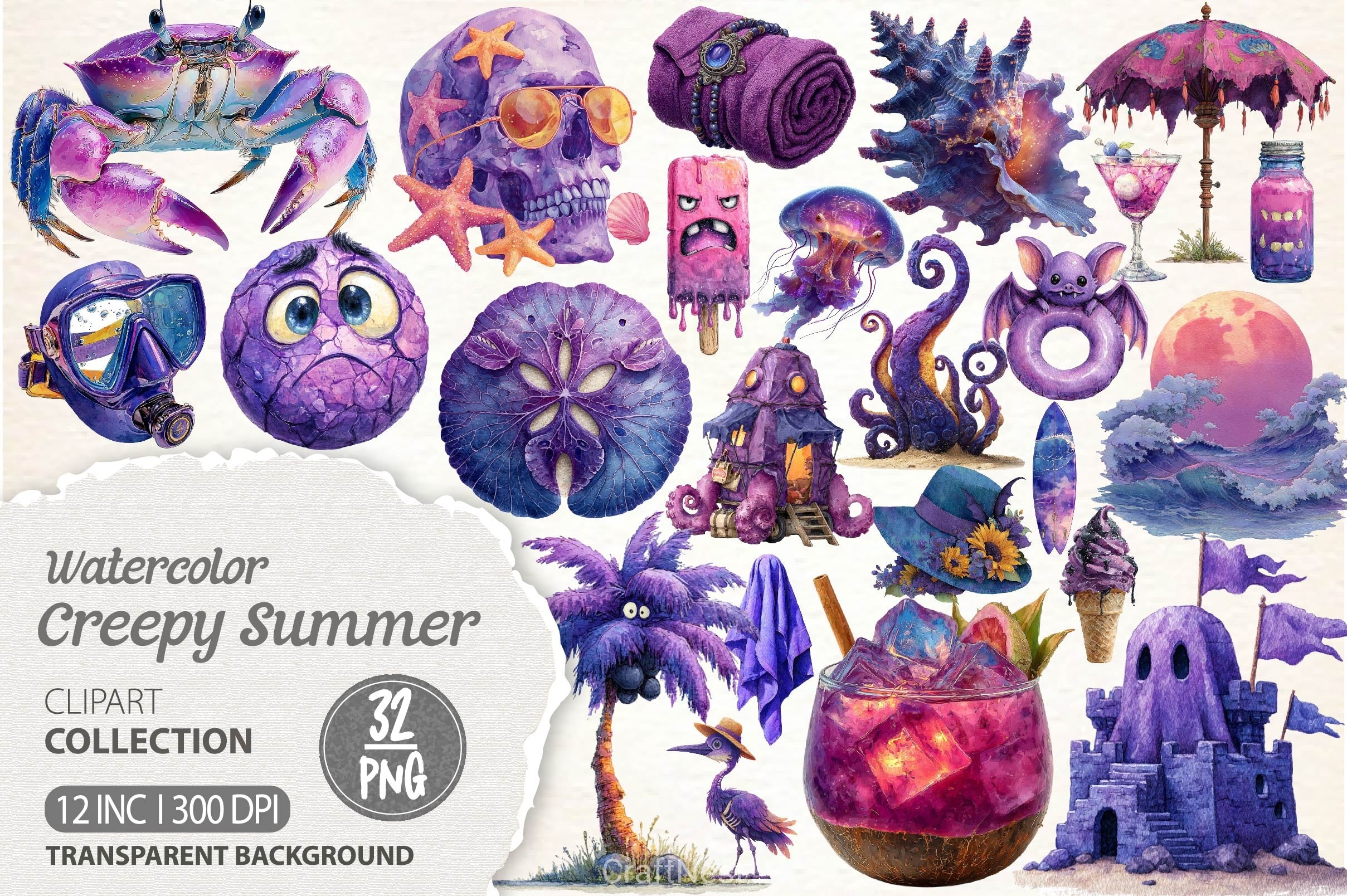 Creepy Summer Beach Clipart Bundle - CraftNest - Digital Crafting and Art