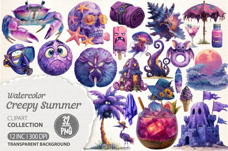 Creepy Summer Beach Clipart Bundle - CraftNest - Digital Crafting and Art