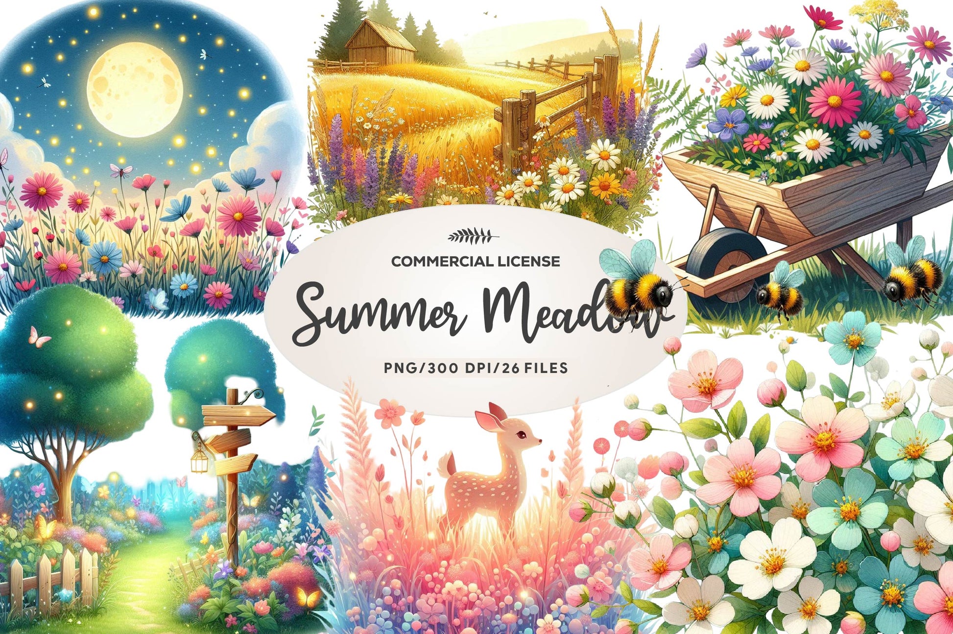Summer Meadow Clipart Bundle - CraftNest - Digital Crafting and Art