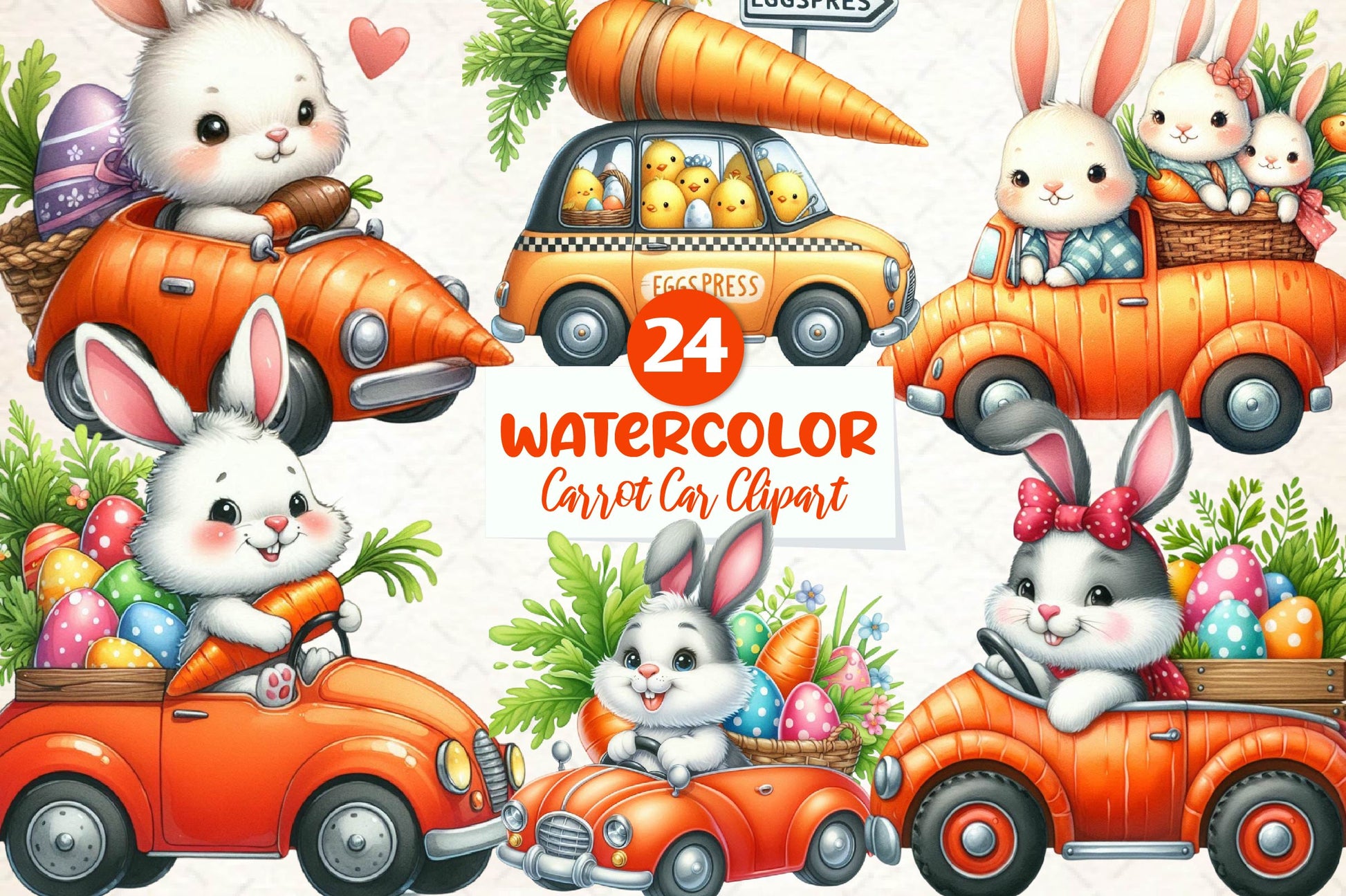 Easter Carrot Car Clipart Bundle - CraftNest - Digital Crafting and Art