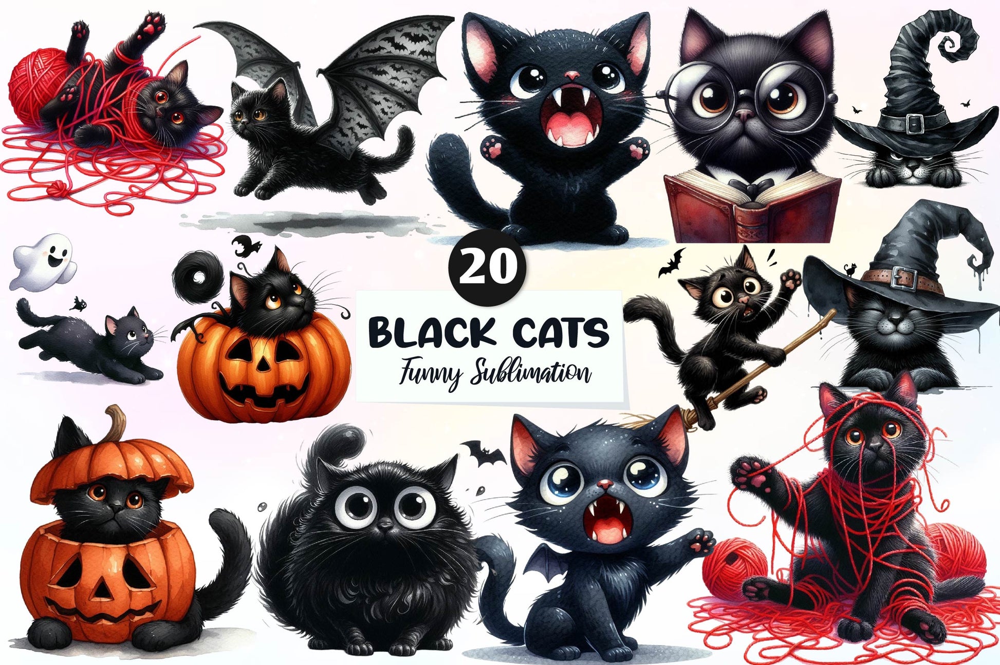 Funny Black Cats Clipart Bundle 1 - CraftNest - Digital Crafting and Art