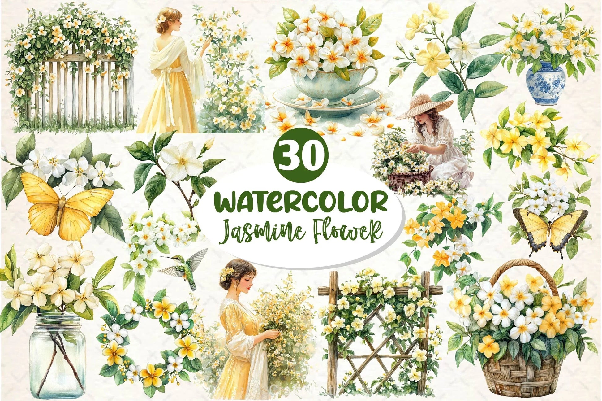 Spring Jasmine Flower Clipart Bundle - CraftNest - Digital Crafting and Art