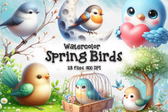 Crowned Spring Birds Clipart Bundle - CraftNest - Digital Crafting and Art