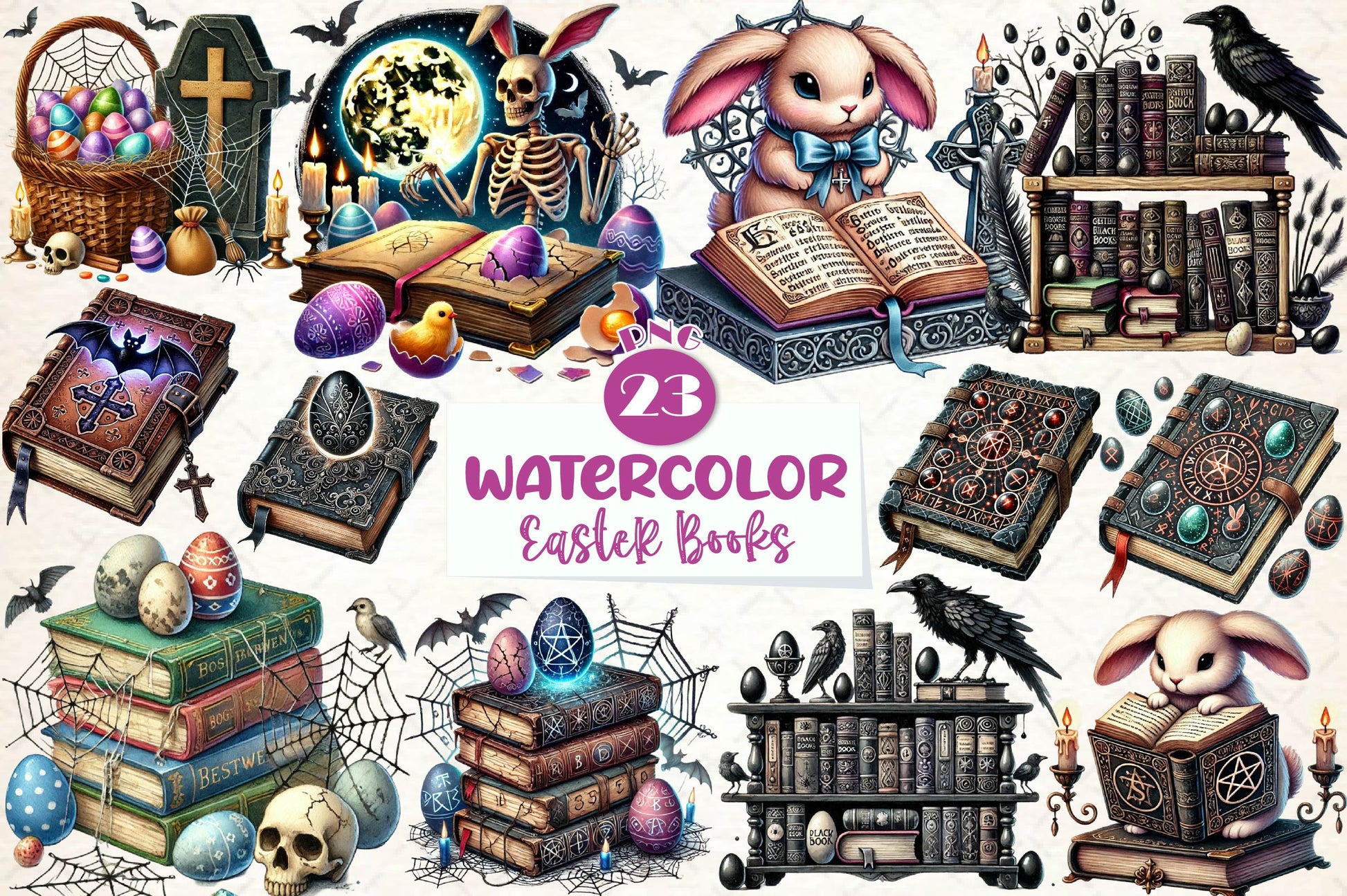 Gothic Easter Day Books Clipart Bundle - CraftNest - Digital Crafting and Art