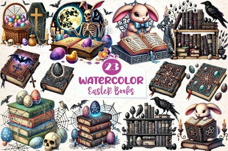 Gothic Easter Day Books Clipart Bundle - CraftNest - Digital Crafting and Art