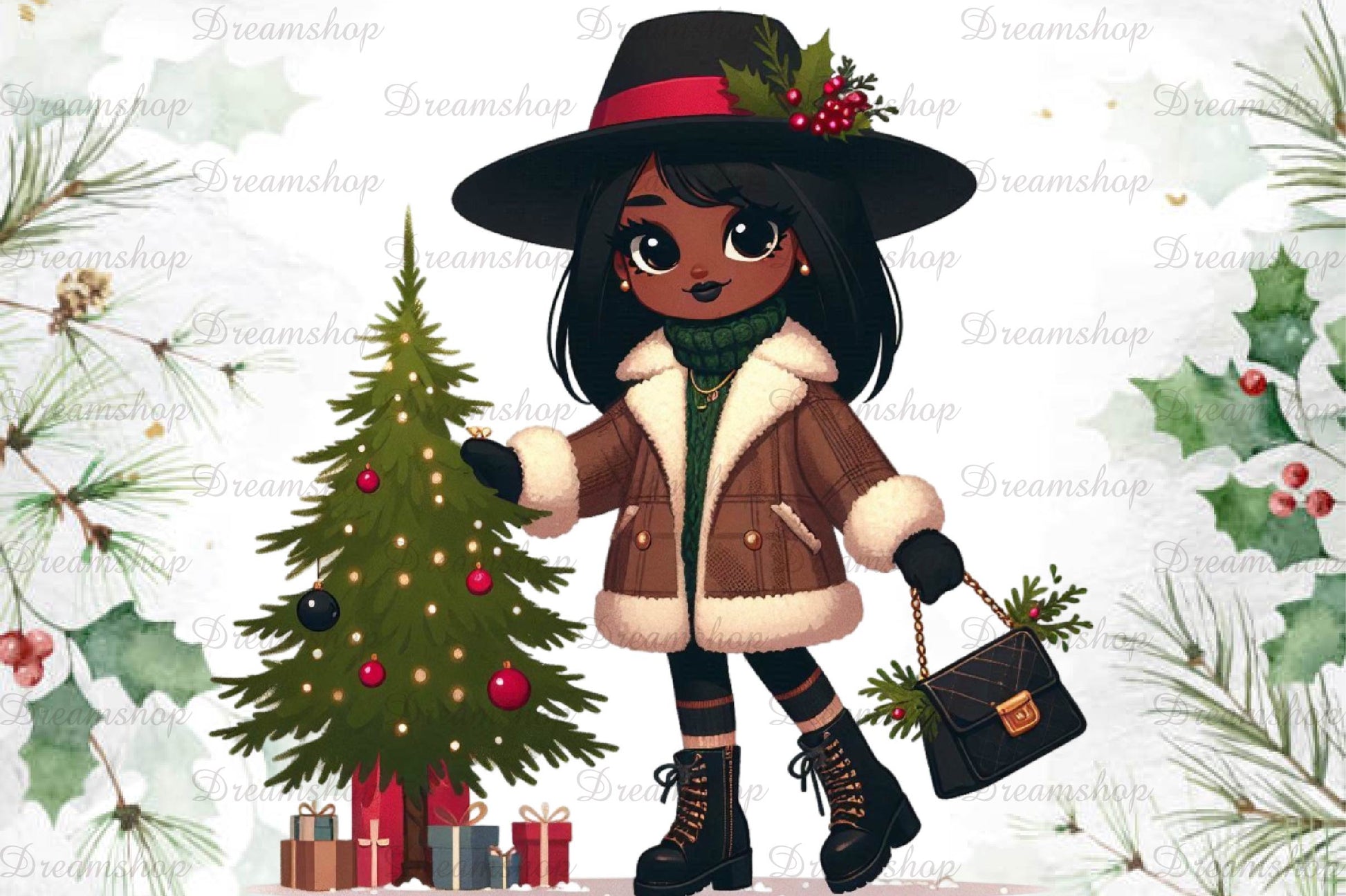 African American Christmas Girl Clipart Bundle 15 - CraftNest - Digital Crafting and Art