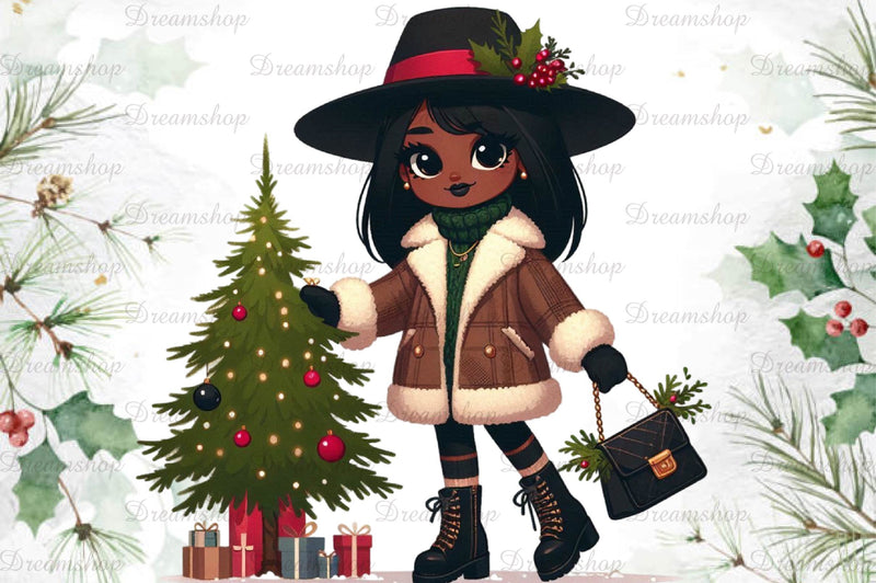 African American Christmas Girl Clipart Bundle 15 - CraftNest - Digital Crafting and Art