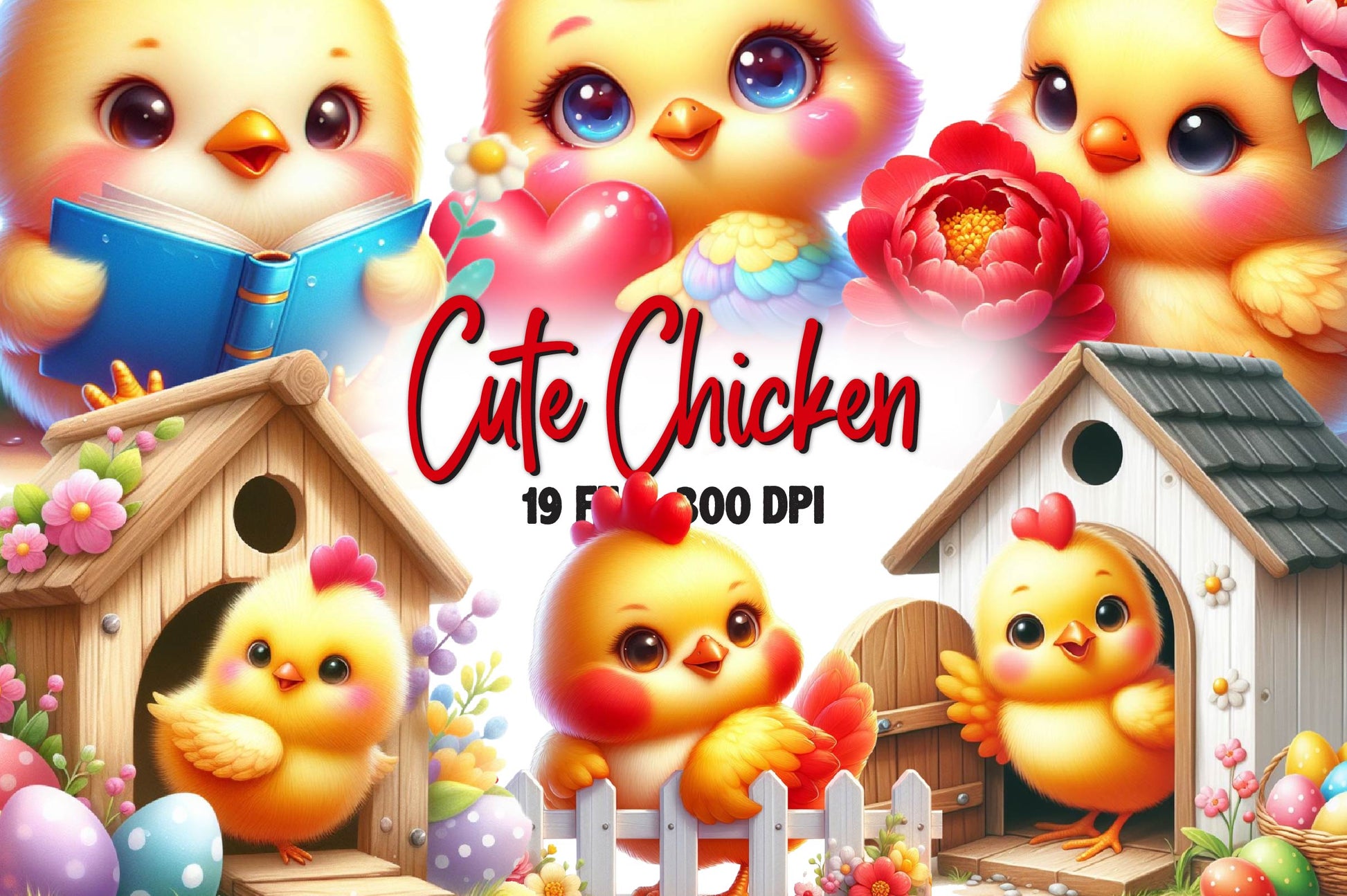 Cute Chicken Clipart Bundle - CraftNest - Digital Crafting and Art