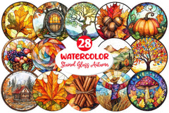 Round Stained Glass Autumn Clipart Bundle - CraftNest - Digital Crafting and Art
