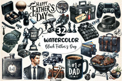 Classic Black Father's Day Clipart Bundle - CraftNest - Digital Crafting and Art