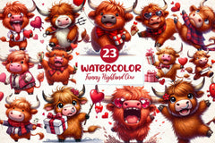 Funny Valentine Highland Cow Clipart Bundle - CraftNest - Digital Crafting and Art
