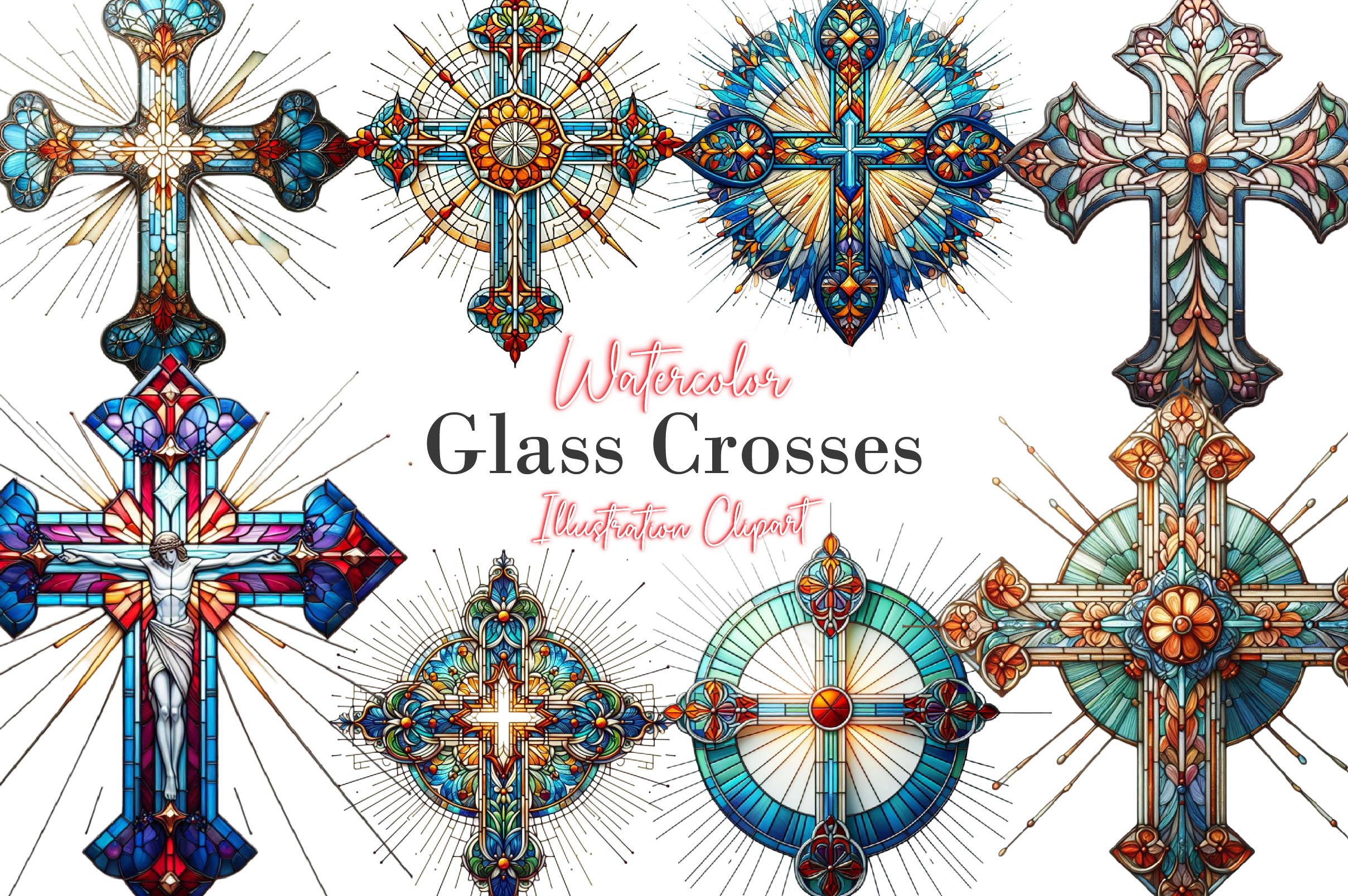 Stained Glass Crosses Clipart Bundle - CraftNest - Digital Crafting and Art