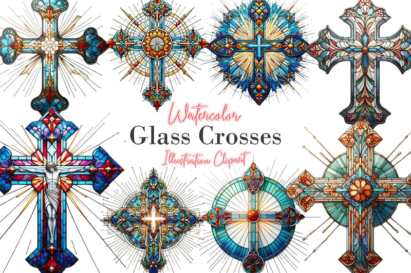 Stained Glass Crosses Clipart Bundle - CraftNest - Digital Crafting and Art