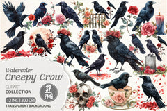 Creepy Crow Clipart Bundle - CraftNest - Digital Crafting and Art