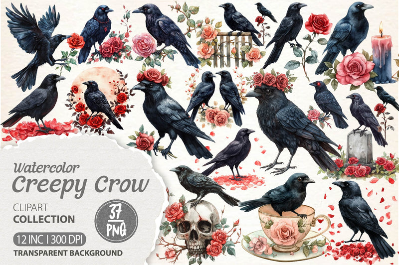 Creepy Crow Clipart Bundle - CraftNest - Digital Crafting and Art