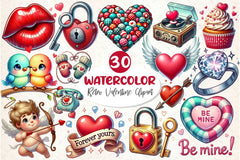 Retro Valentine Clipart Bundle 3 - CraftNest - Digital Crafting and Art