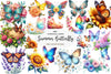 Cute Summer Butterfly & Flowers Clipart Bundle