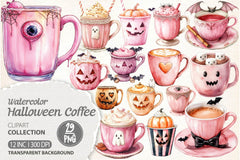 Pink Coquette Halloween Coffee Clipart Bundle - CraftNest - Digital Crafting and Art