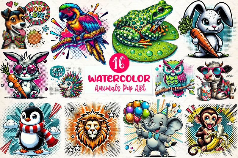 Animals Pop Art Clipart Bundle - CraftNest - Digital Crafting and Art