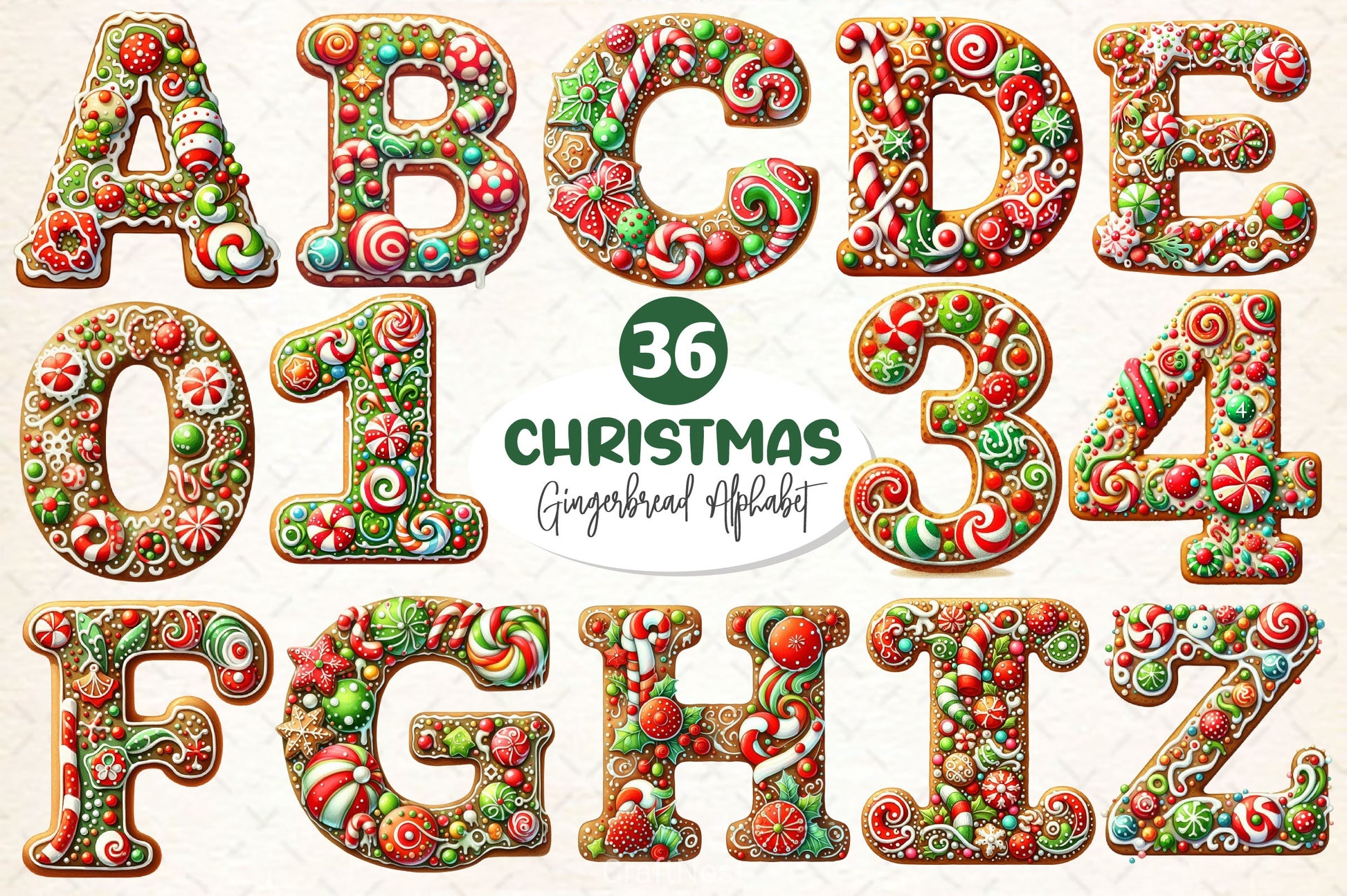 Christmas Gingerbread Alphabet Clipart Bundle 6 - CraftNest - Digital Crafting and Art