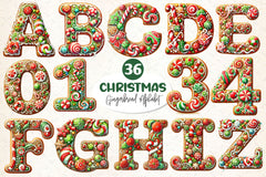 Christmas Gingerbread Alphabet Clipart Bundle 6 - CraftNest - Digital Crafting and Art