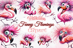 Funny Flamingo Cute Flamingo Clipart Bundle - CraftNest - Digital Crafting and Art