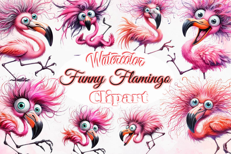 Funny Flamingo Cute Flamingo Clipart Bundle - CraftNest - Digital Crafting and Art