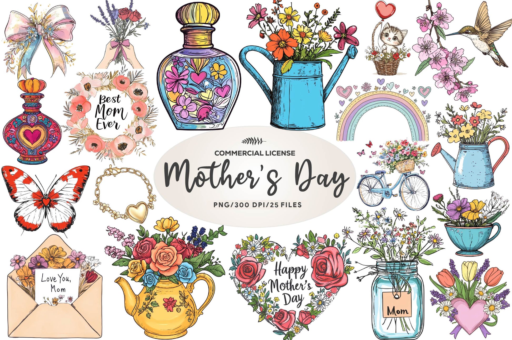 Floral Mothers Day Clipart Bundle 1 - CraftNest - Digital Crafting and Art