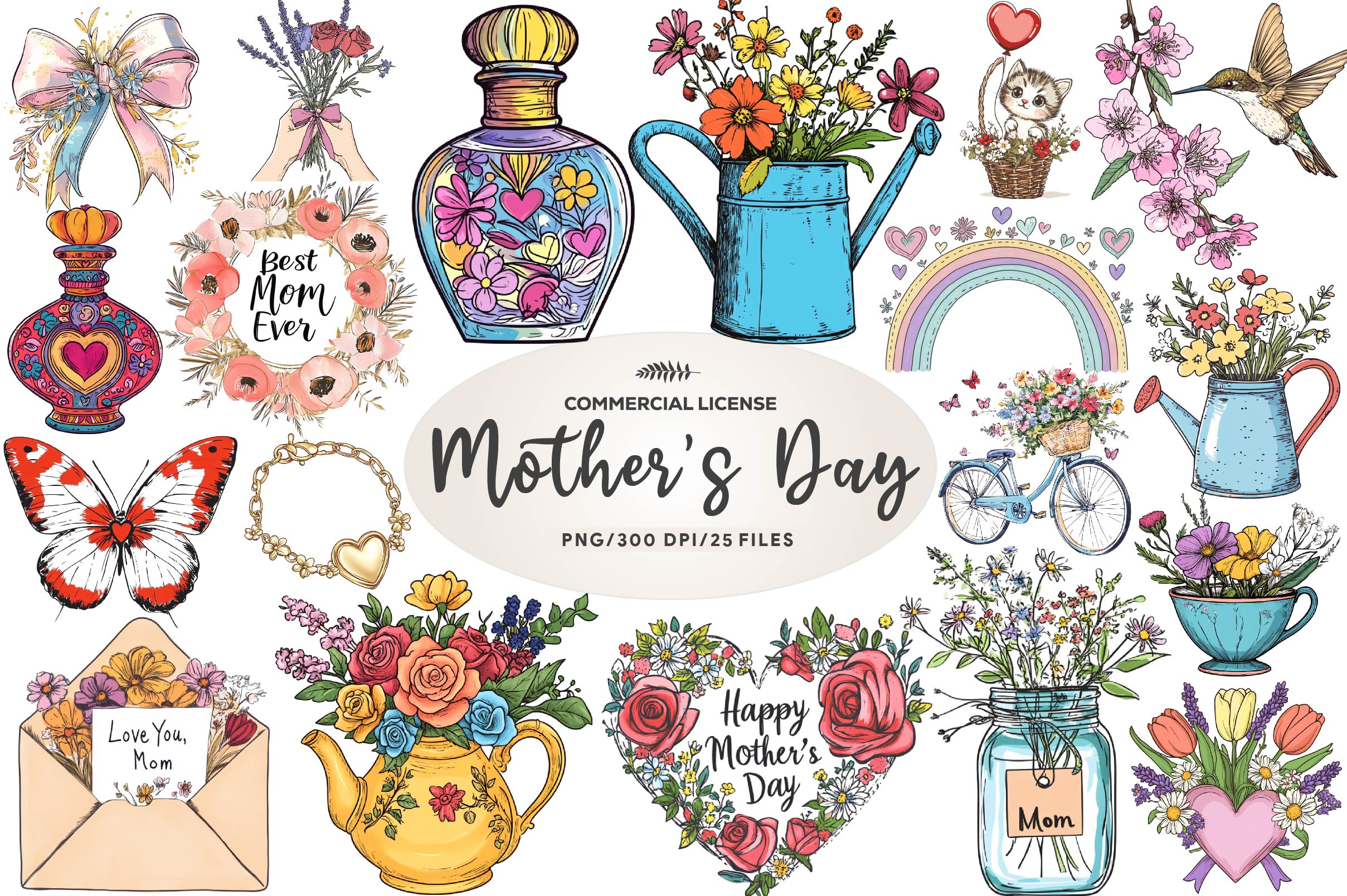 Floral Mothers Day Clipart Bundle 1 - CraftNest - Digital Crafting and Art