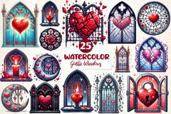 Valentine Gothic Windows Clipart Bundle - CraftNest - Digital Crafting and Art