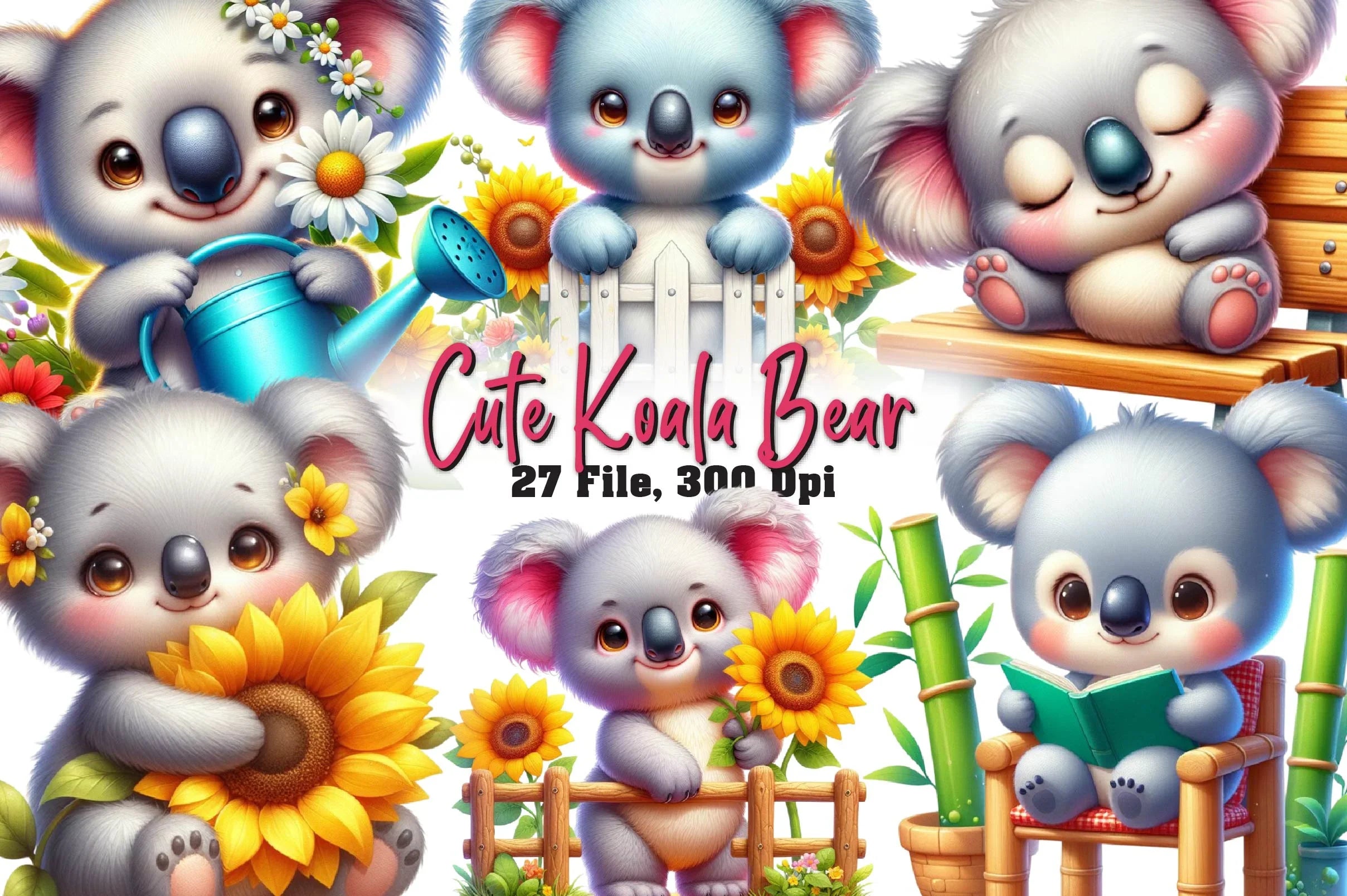 Cute Koala Bear Clipart Bundle - CraftNest - Digital Crafting and Art