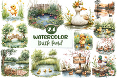 Springtime Duck Pond Clipart Bundle - CraftNest - Digital Crafting and Art