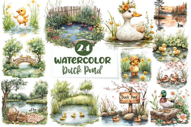 Springtime Duck Pond Clipart Bundle - CraftNest - Digital Crafting and Art