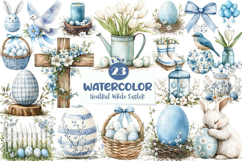 Neutral White Easter Clipart Bundle - CraftNest - Digital Crafting and Art