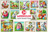 Easter Animals Postage Stamp Clipart Bundle
