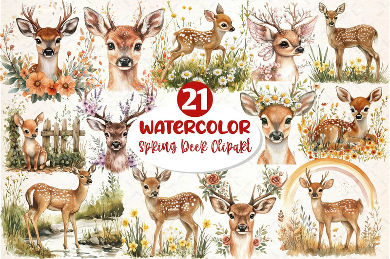 Spring Deer Clipart Bundle 2 - CraftNest - Digital Crafting and Art