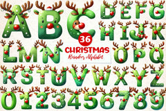 Christmas Reindeer Alphabet Clipart Bundle - CraftNest - Digital Crafting and Art