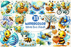 Spring Bees Clipart Bundle 4 - CraftNest - Digital Crafting and Art